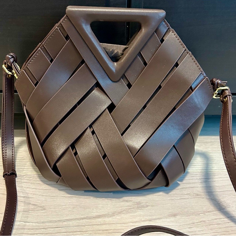 Brown Woven Handbag